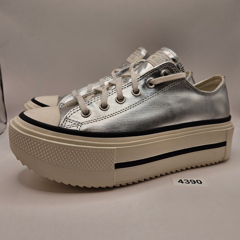 CONVERSE MEN'S 8.5 CHUCK TAYLOR LIFT STACK PLATFORM SILVER METALLIC A16406C